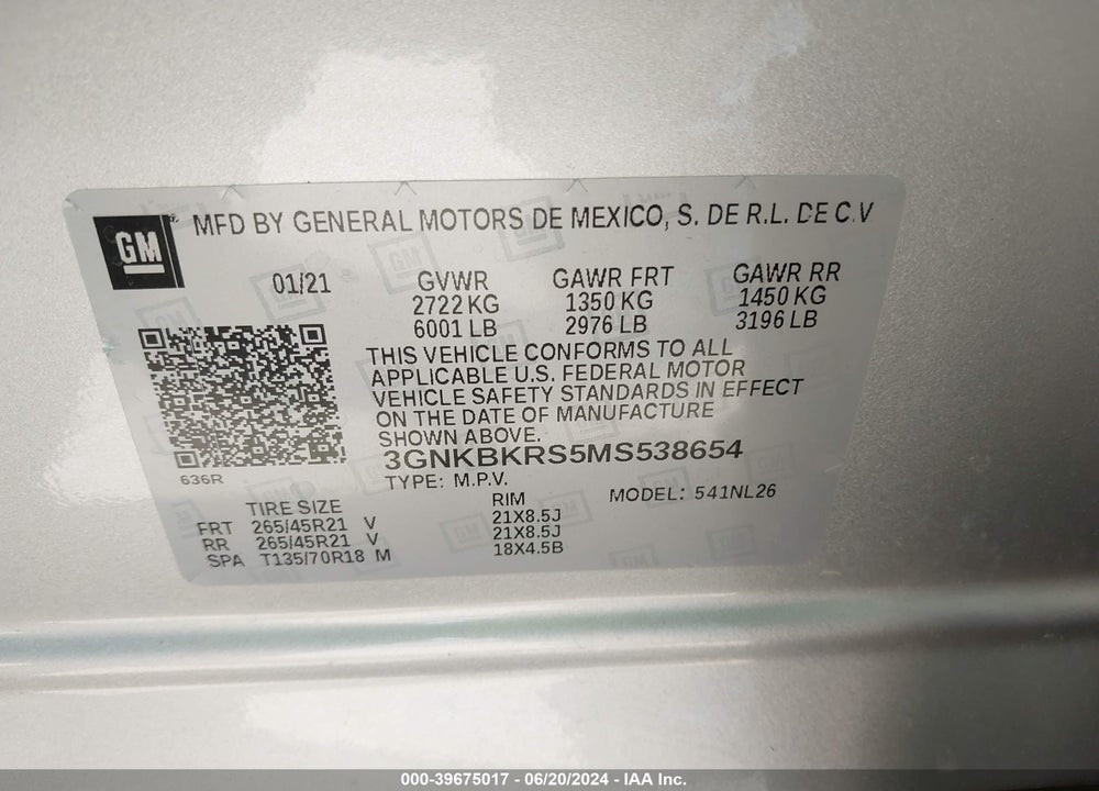 2021 CHEVROLET BLAZER AWD RS VIN: 3GNKBKRS5MS538654