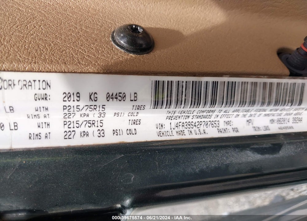 2002 JEEP WRANGLER X VIN: 1J4FA39S42P707653