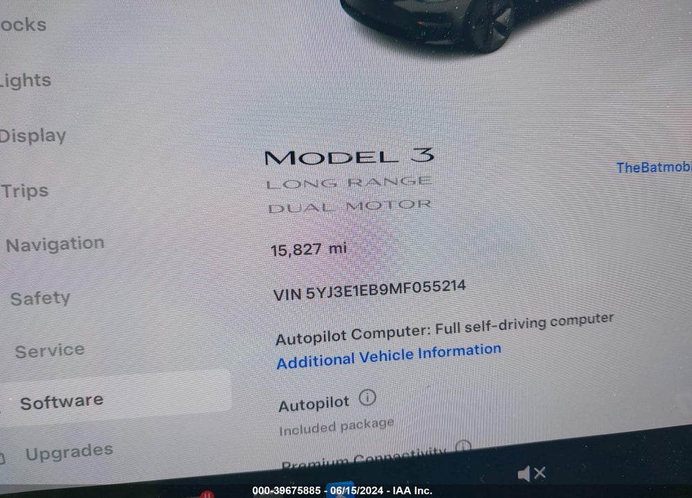 2021 TESLA MODEL 3 LONG RANGE DUAL MOTOR ALL-WHEEL DRIVE VIN: 5YJ3E1EB9MF055214