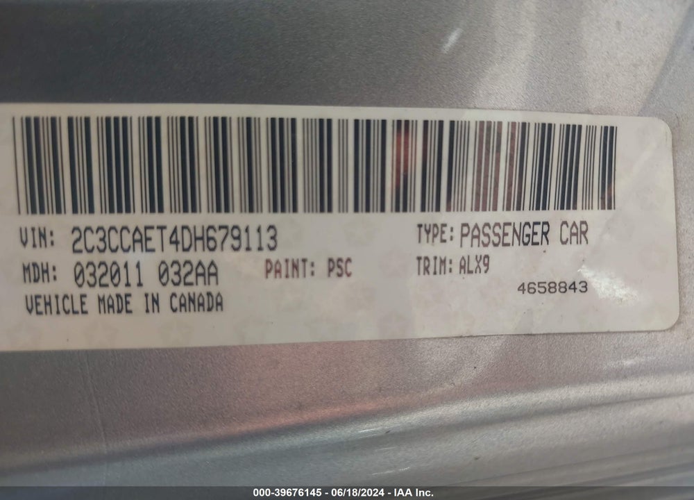 2013 CHRYSLER 300C VIN: 2C3CCAET4DH679113