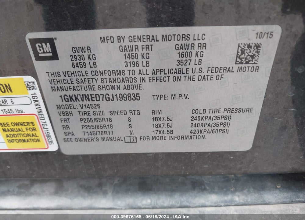 2016 GMC ACADIA SLE-1 VIN: 1GKKVNED7GJ199835