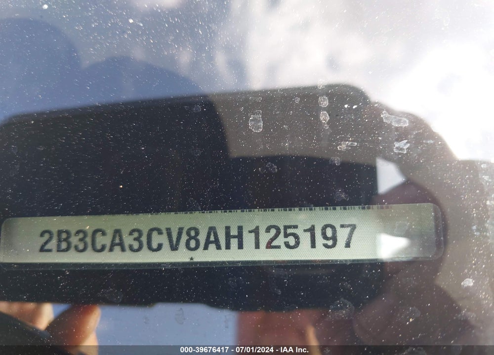 2010 DODGE CHARGER SXT VIN: 2B3CA3CV8AH125197