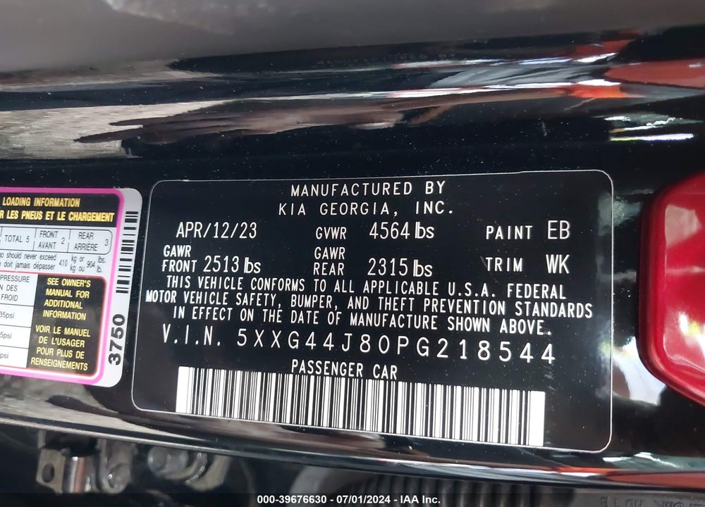 2023 KIA K5 GT VIN: 5XXG44J80PG218544