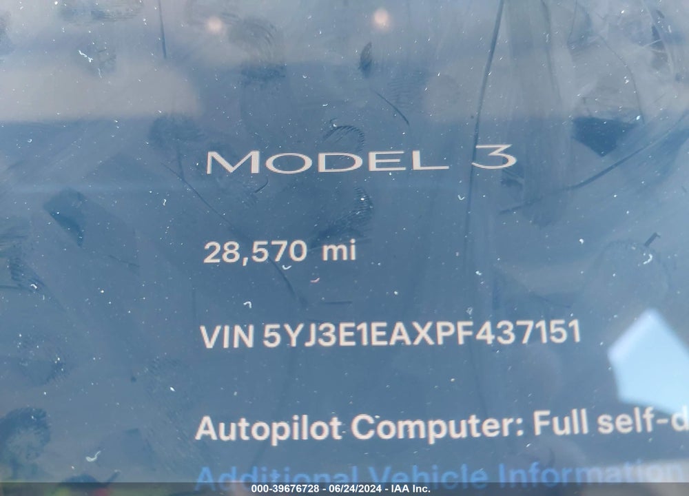 2023 TESLA MODEL 3 REAR-WHEEL DRIVE VIN: 5YJ3E1EAXPF437151