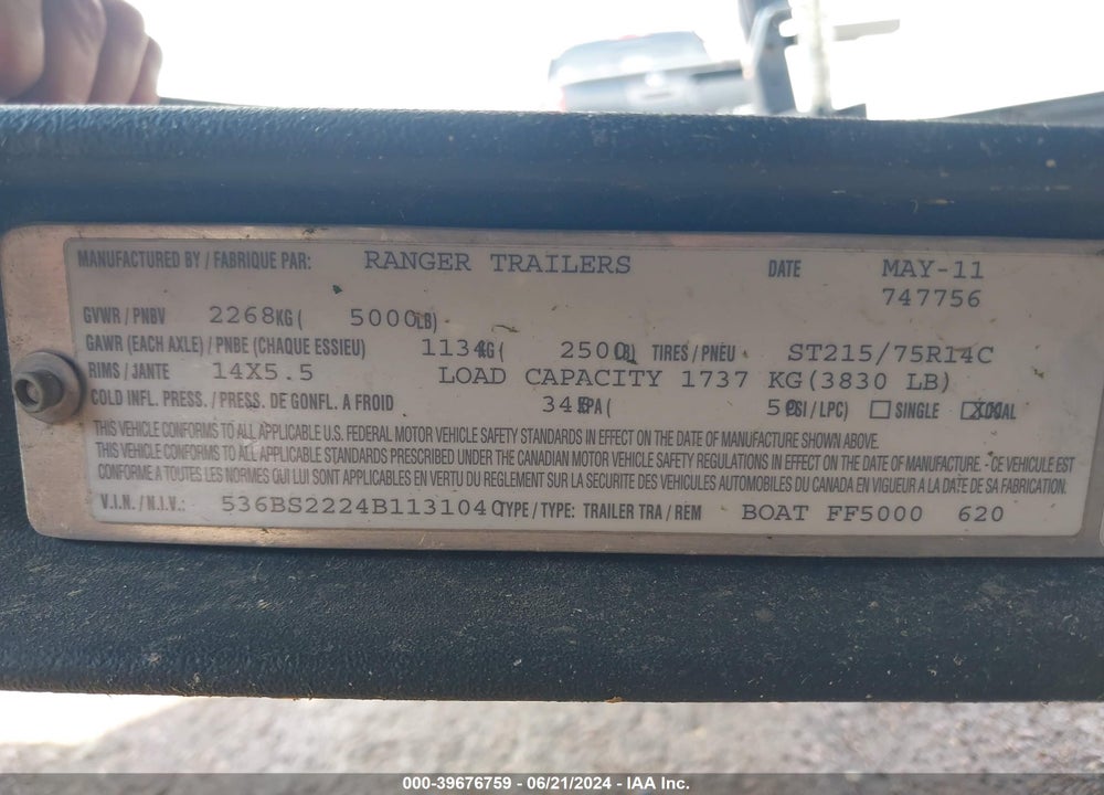 2011 RANGER 620 VIN: RGR10171E111