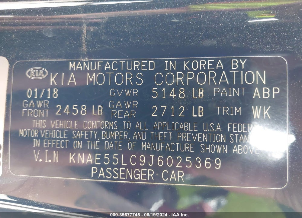 2018 KIA STINGER GT2 VIN: KNAE55LC9J6025369