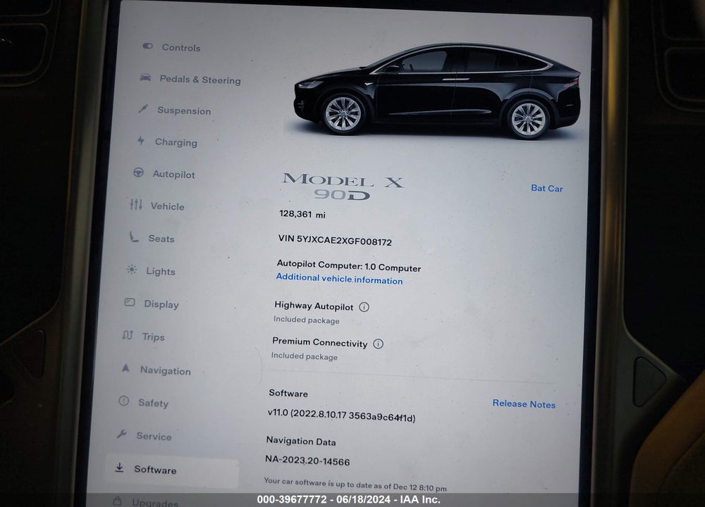 2016 TESLA MODEL X 60D/70D/75D/90D VIN: 5YJXCAE2XGF008172