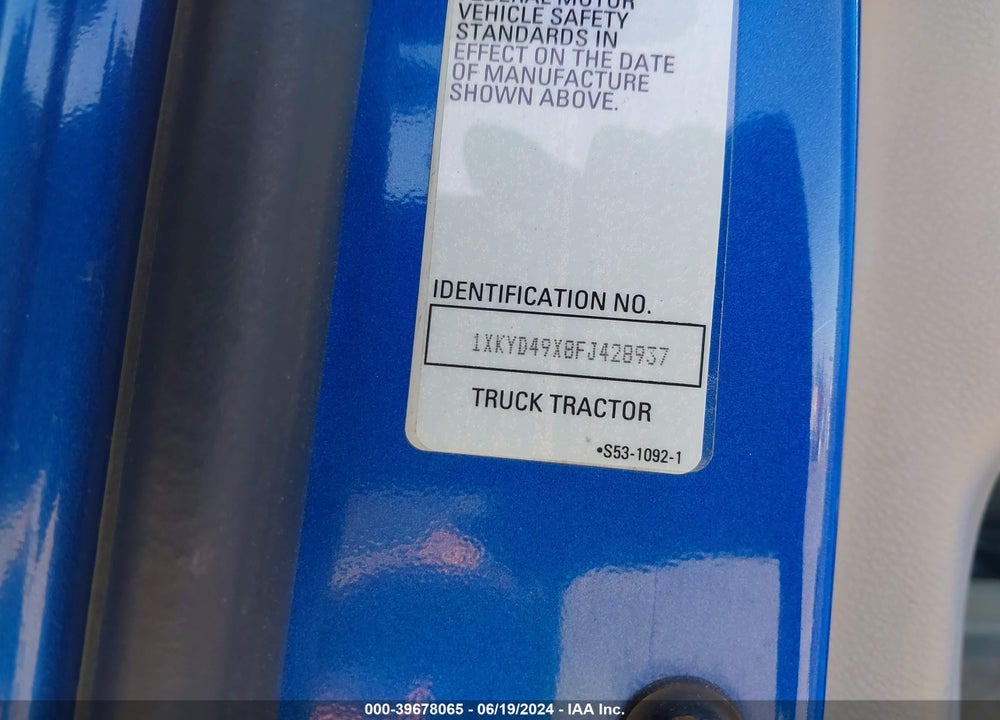 2015 KENWORTH CONSTRUCTION T680 VIN: 1XKYD49X8FJ428937