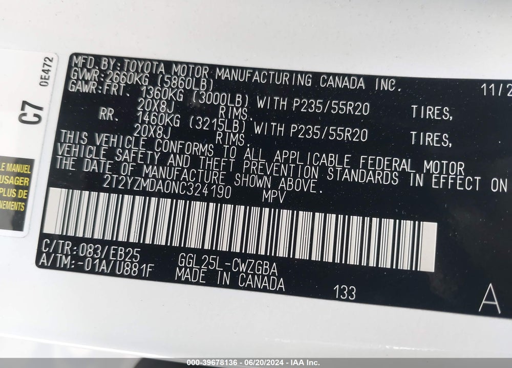 2022 LEXUS RX 350 F SPORT HANDLING VIN: 2T2YZMDA0NC324190