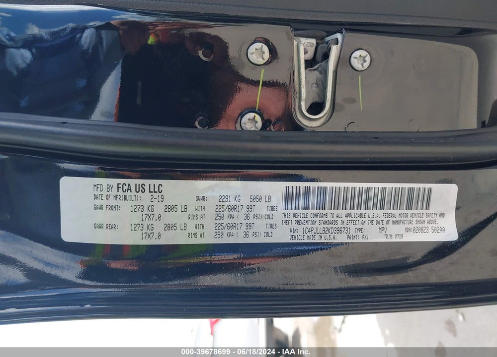 2019 JEEP CHEROKEE LATITUDE PLUS FWD VIN: 1C4PJLLB2KD396731