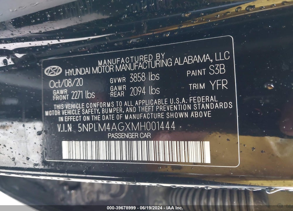 2021 HYUNDAI ELANTRA VIN: 5NPLM4AGXMH001444