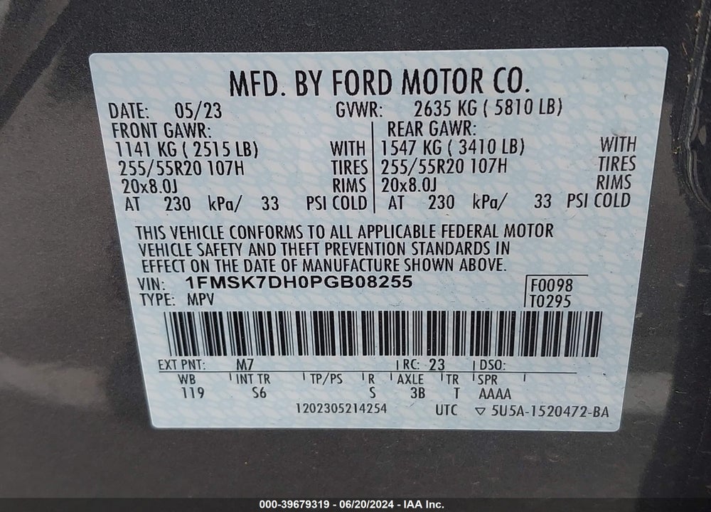 2023 FORD EXPLORER XLT VIN: 1FMSK7DH0PGB08255