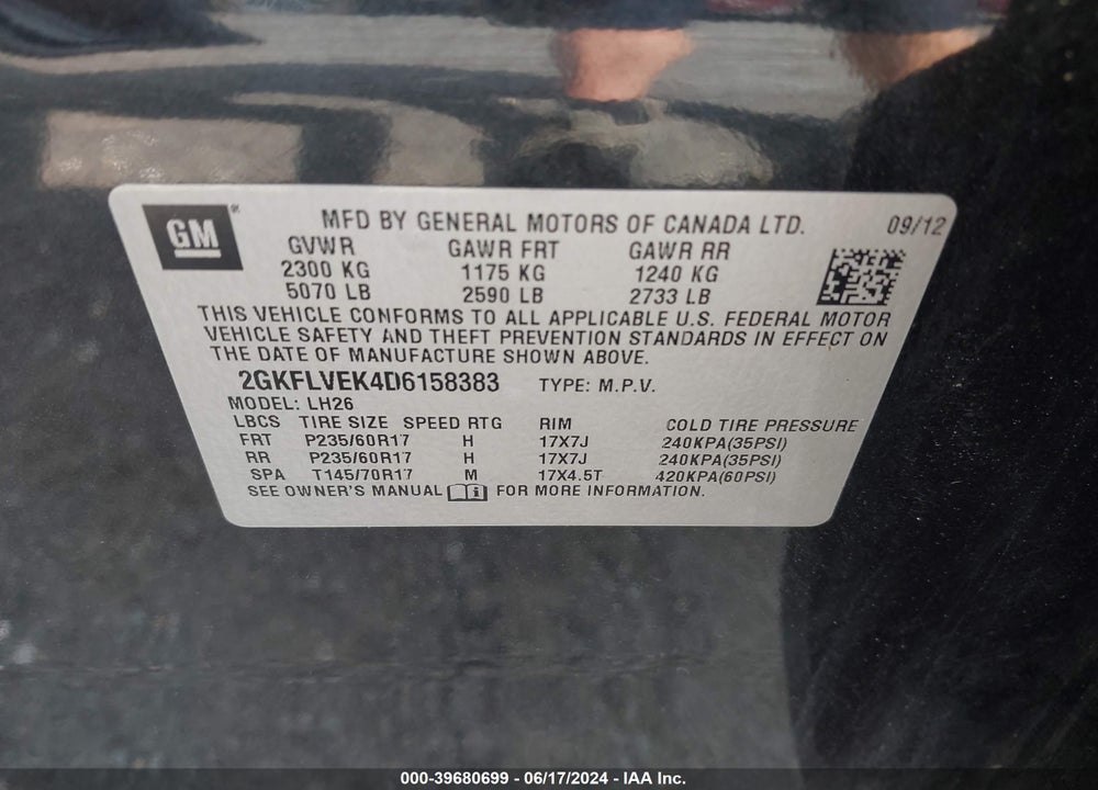 2013 GMC TERRAIN SLT-1 VIN: 2GKFLVEK4D6158383
