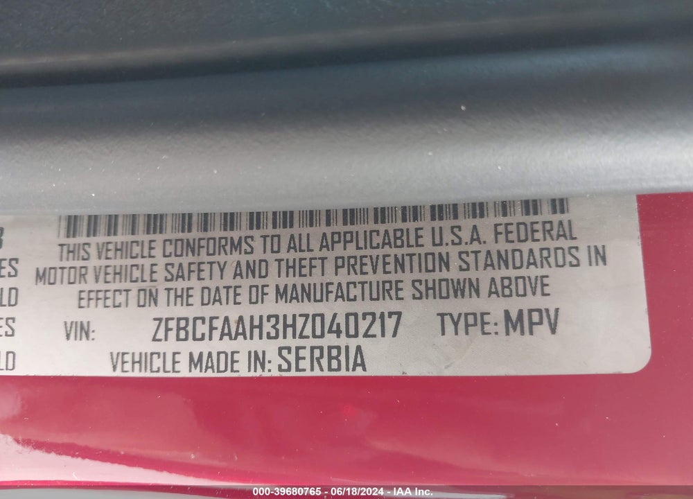 2017 FIAT 500L POP VIN: ZFBCFAAH3HZ040217