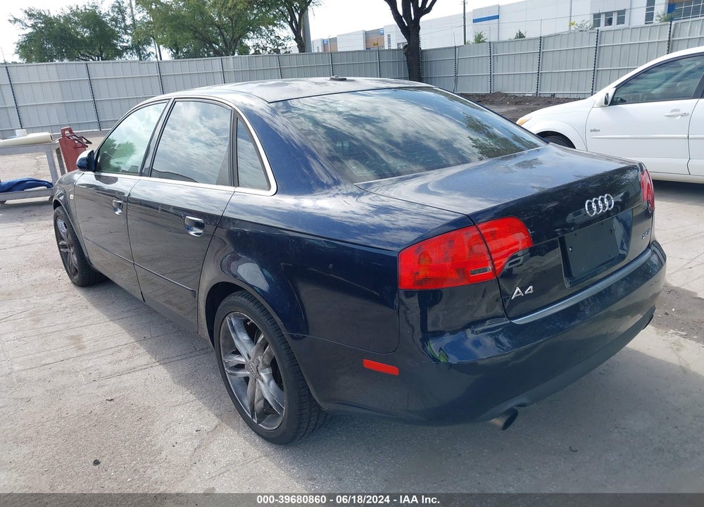 2007 AUDI A4 2.0T VIN: WAUAF78E77A028911
