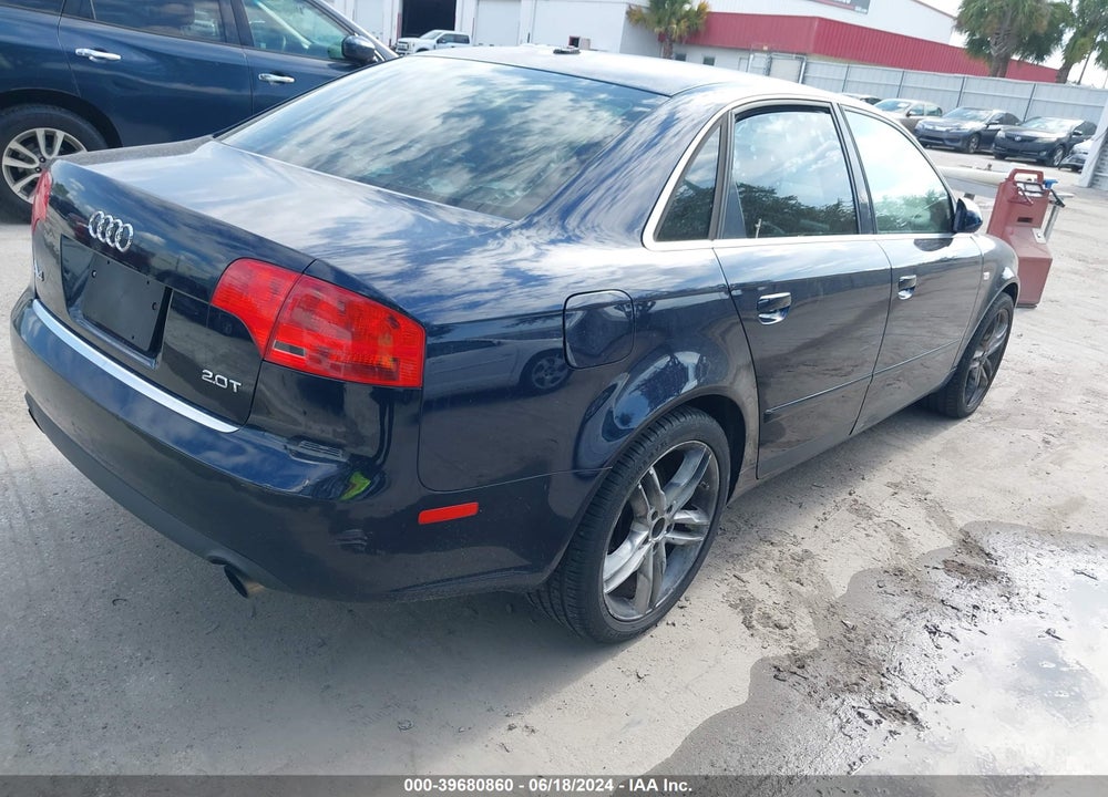 2007 AUDI A4 2.0T VIN: WAUAF78E77A028911