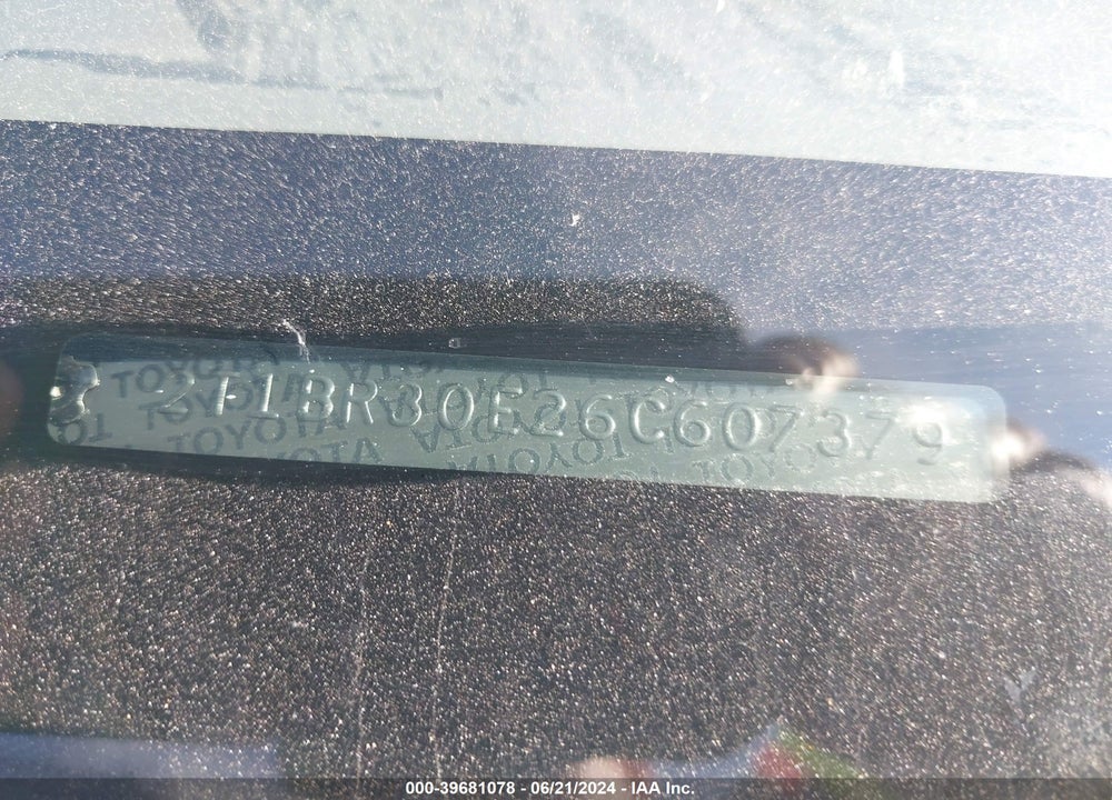 2006 TOYOTA COROLLA LE VIN: 2T1BR30E26C607379