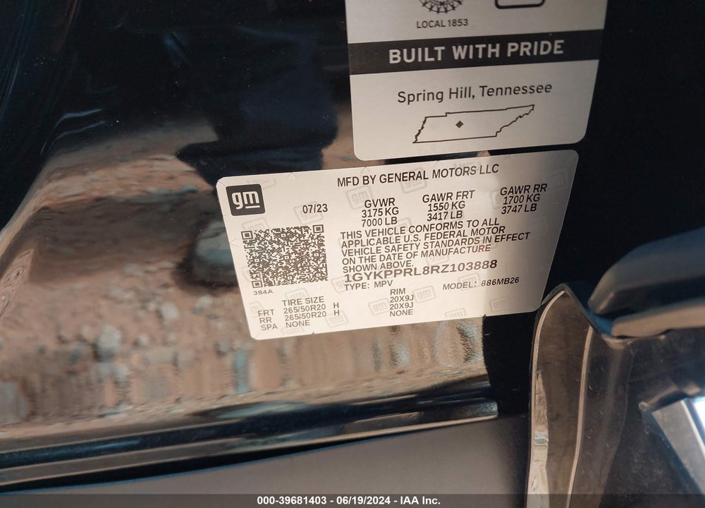 2024 CADILLAC LYRIQ LUXURY W/1SC VIN: 1GYKPPRL8RZ103888