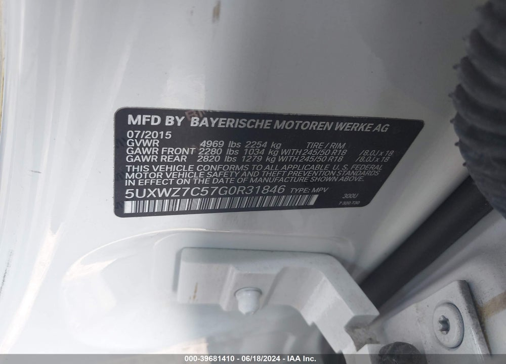 2016 BMW X3 SDRIVE28I VIN: 5UXWZ7C57G0R31846