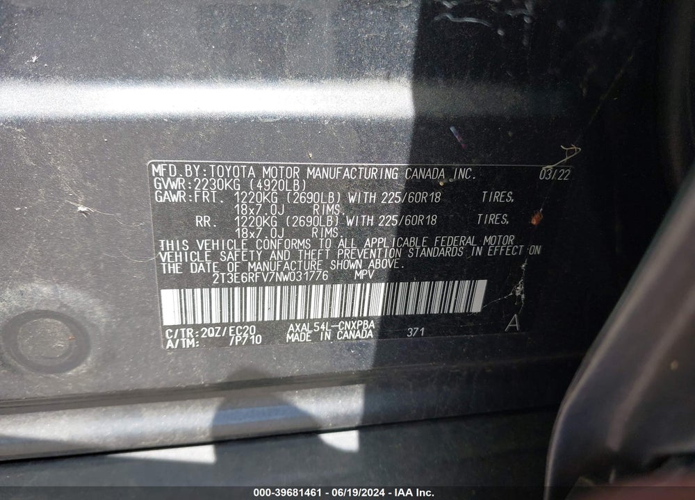 2022 TOYOTA RAV4 HYBRID XSE VIN: 2T3E6RFV7NW031776
