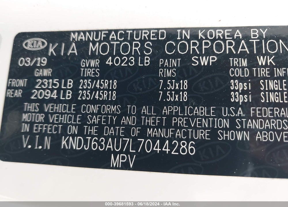 2020 KIA SOUL GT LINE VIN: KNDJ63AU7L7044286