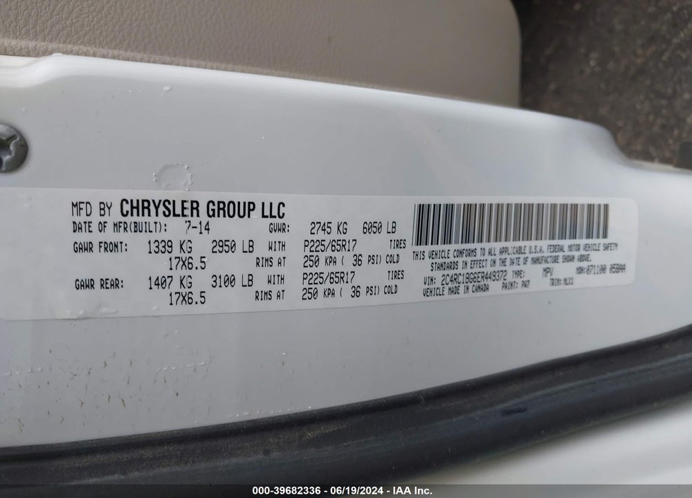 2014 CHRYSLER TOWN & COUNTRY TOURING VIN: 2C4RC1BG6ER449372