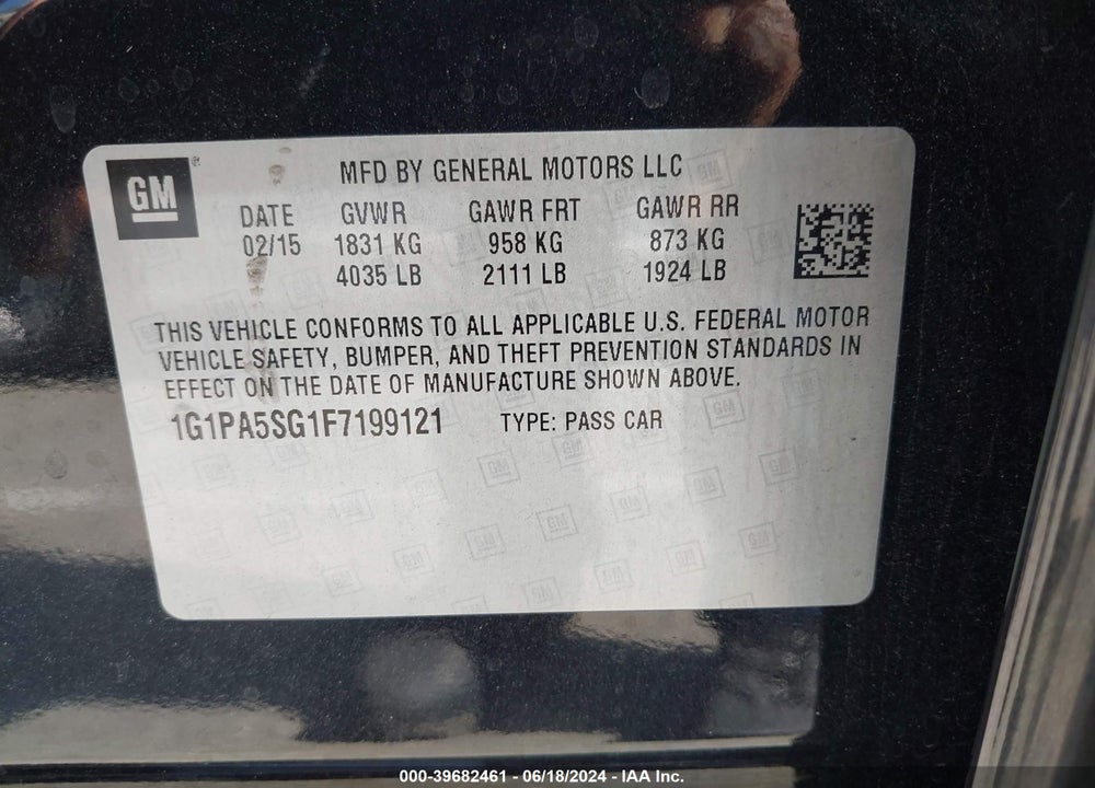 2015 CHEVROLET CRUZE LS AUTO VIN: 1G1PA5SG1F7199121