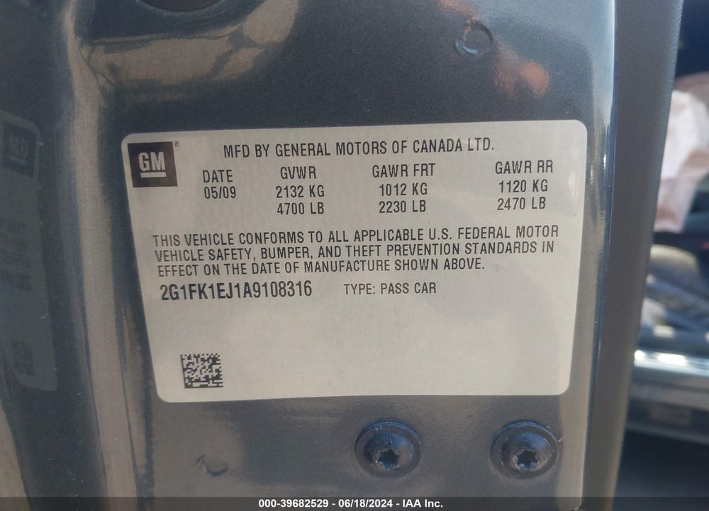 2010 CHEVROLET CAMARO 2SS VIN: 2G1FK1EJ1A9108316