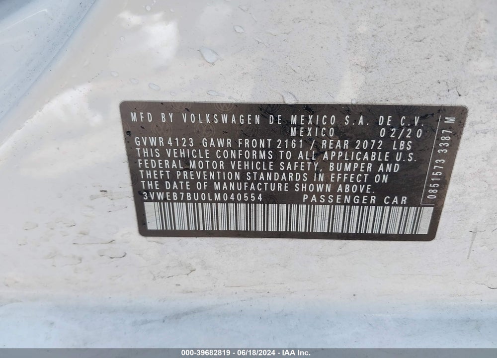 2020 VOLKSWAGEN JETTA 1.4T SEL VIN: 3VWEB7BU0LM040554