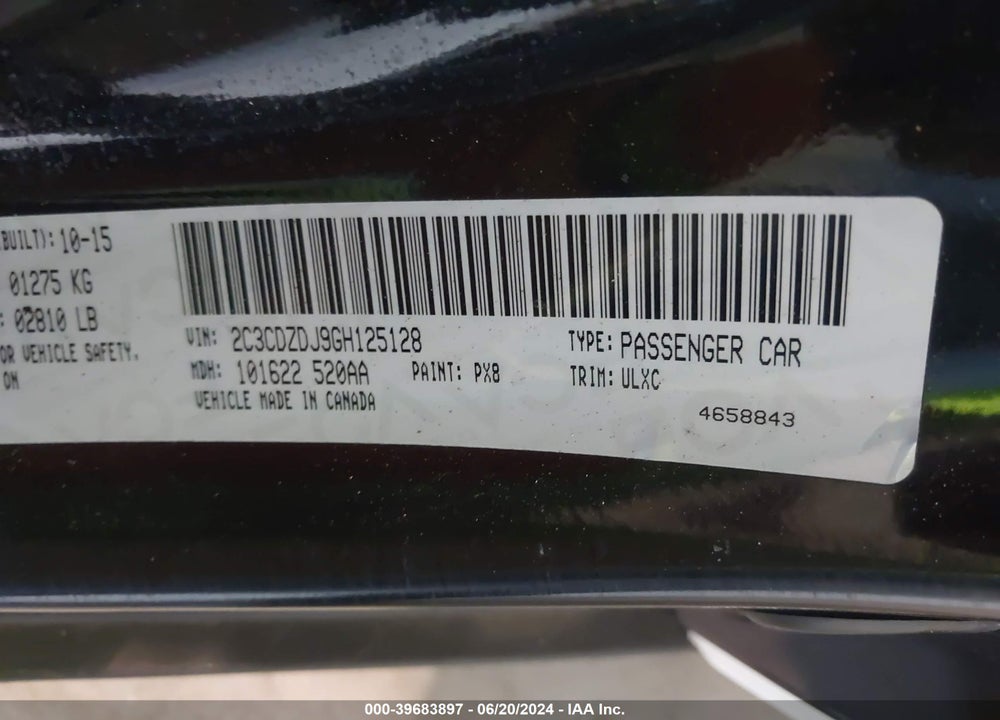2016 DODGE CHALLENGER SRT 392 VIN: 2C3CDZDJ9GH125128