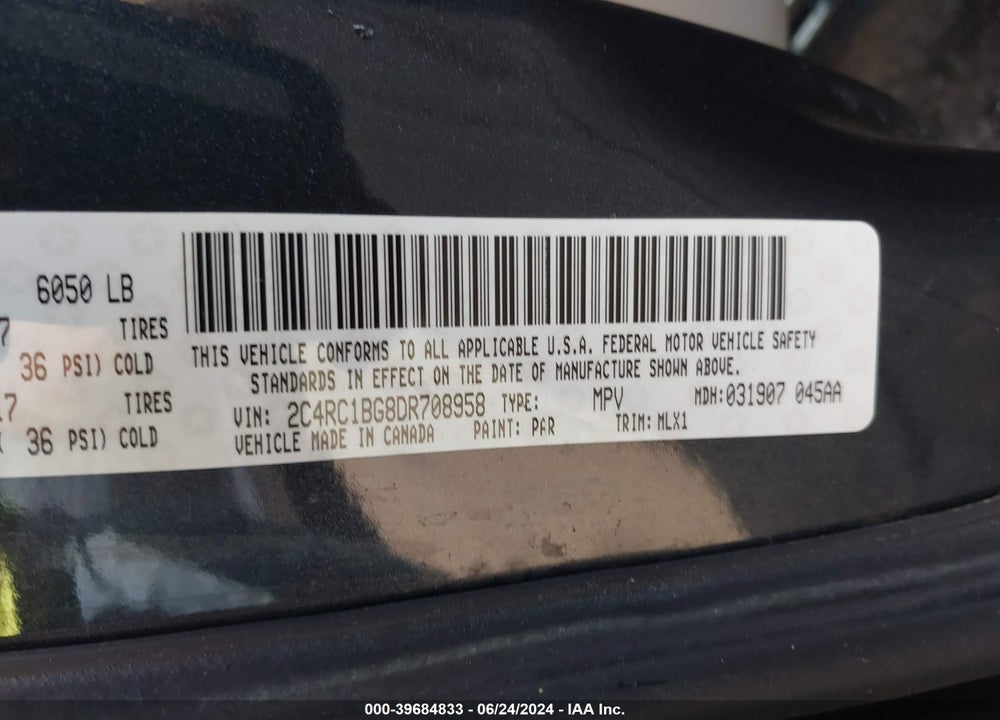 2013 CHRYSLER TOWN & COUNTRY TOURING VIN: 2C4RC1BG8DR708958