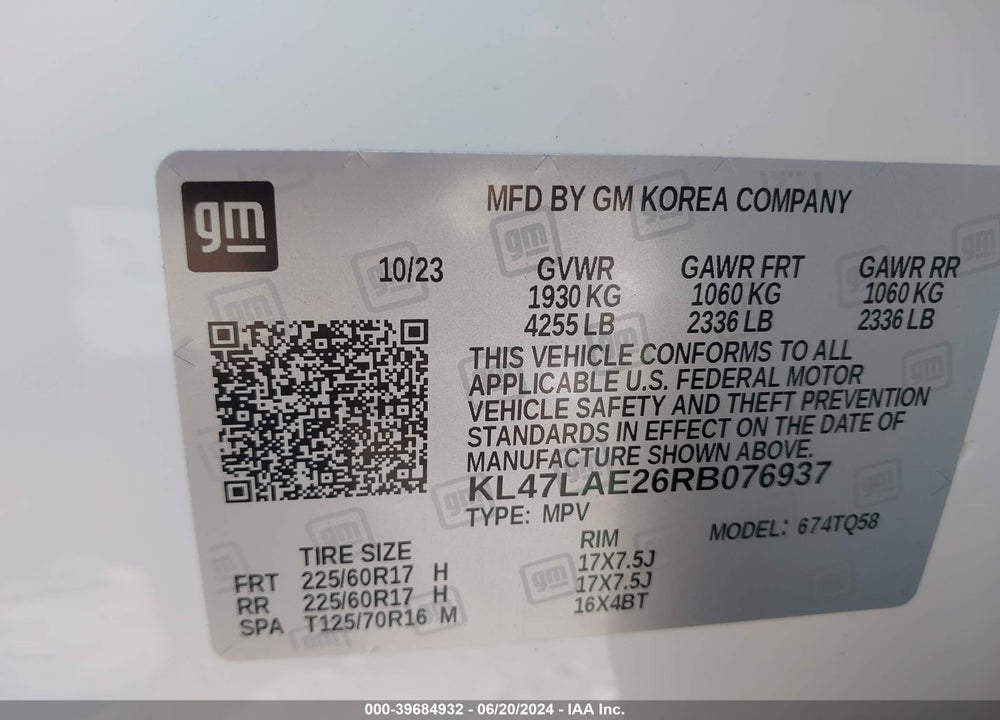 2024 BUICK ENVISTA PREFERRED FWD VIN: KL47LAE26RB076937