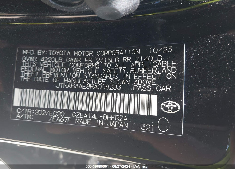 2024 TOYOTA GR COROLLA PREMIUM VIN: JTNABAAE8RA008283