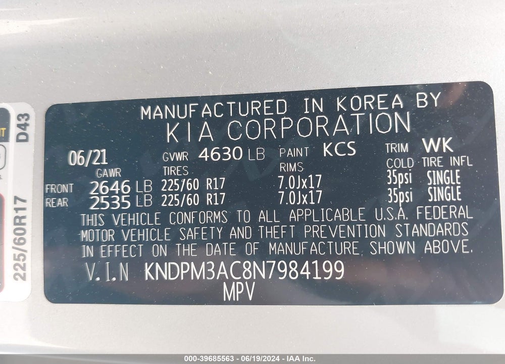 2022 KIA SPORTAGE LX VIN: KNDPM3AC8N7984199