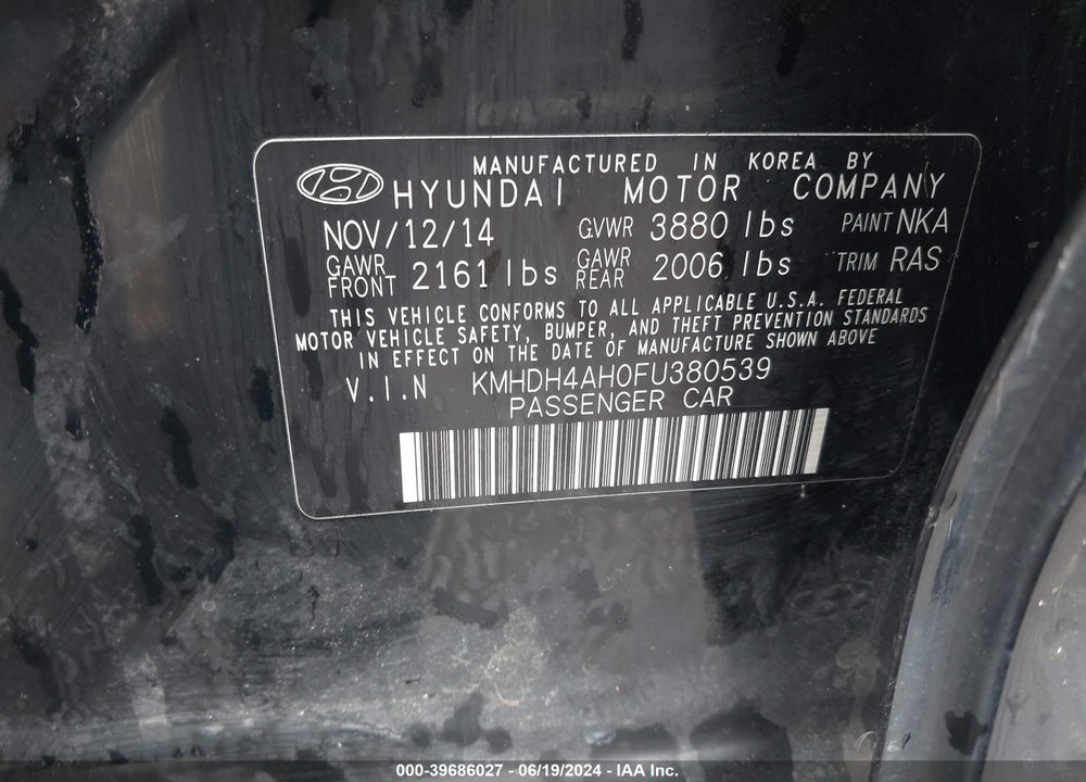 2015 HYUNDAI ELANTRA SPORT VIN: KMHDH4AH0FU380539
