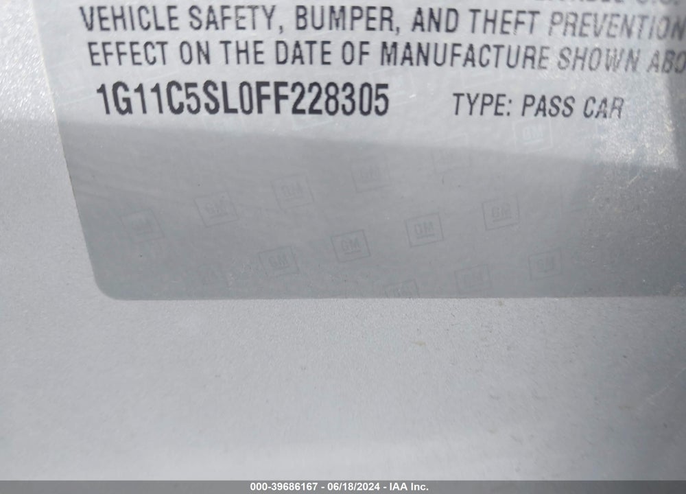 2015 CHEVROLET MALIBU 1LT VIN: 1G11C5SL0FF228305