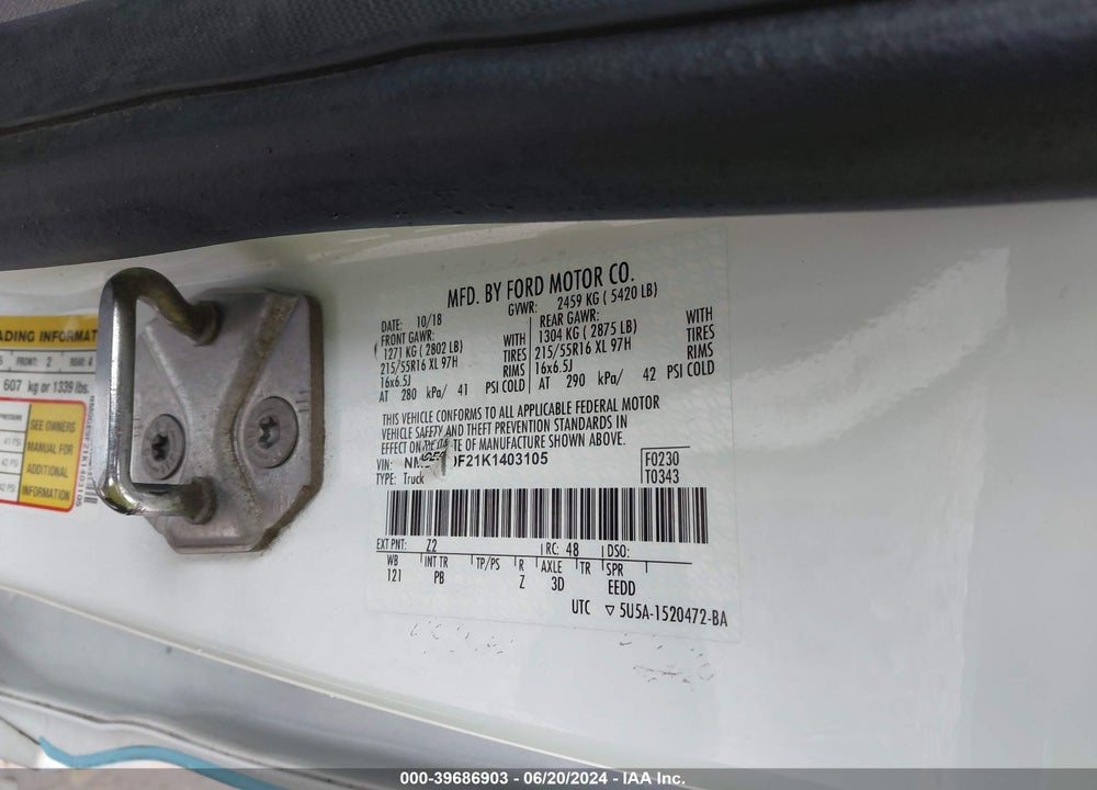 2019 FORD TRANSIT CONNECT VIN: NM0GE9F21K1403105