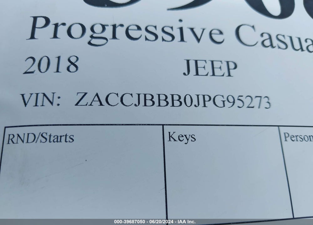 2018 JEEP RENEGADE LATITUDE 4X4 VIN: ZACCJBBB0JPG95273