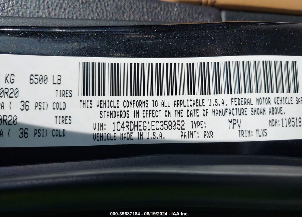 2014 DODGE DURANGO CITADEL VIN: 1C4RDHEG1EC358052