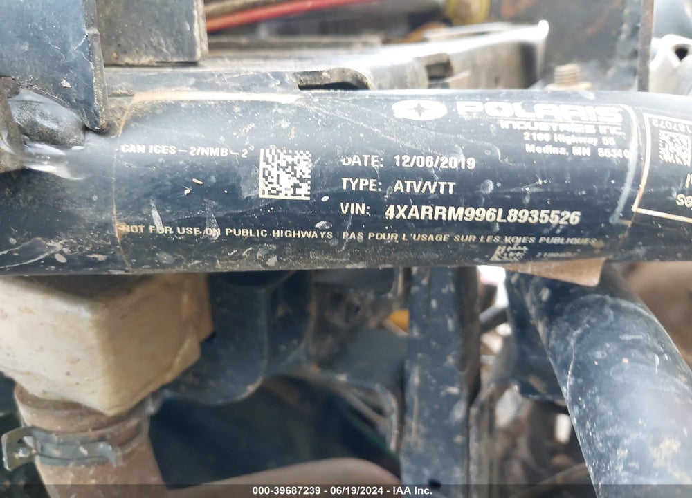 2020 POLARIS RANGER XP 1000 HIGH LIFTER EDITION VIN: 4XARRM996L8935526