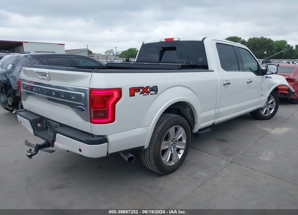 2016 FORD F-150 PLATINUM VIN: 1FTFW1EG1GFB53563