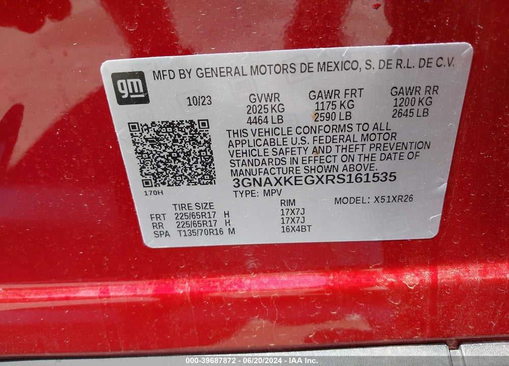 2024 CHEVROLET EQUINOX FWD LT VIN: 3GNAXKEGXRS161535