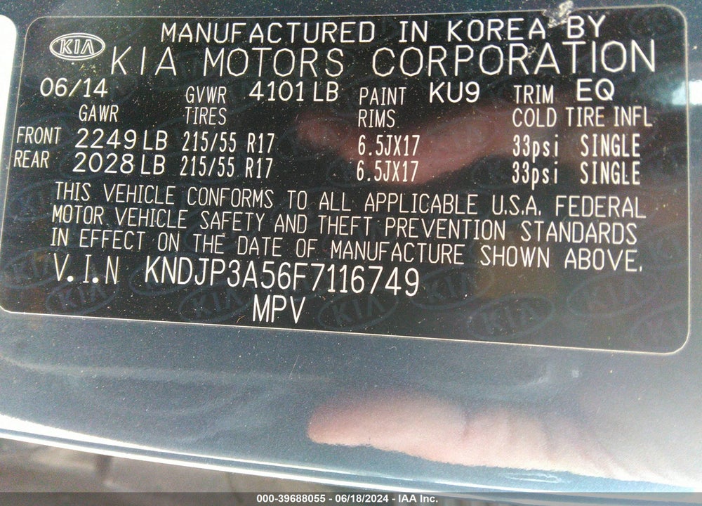 2015 KIA SOUL VIN: KNDJP3A56F7116749