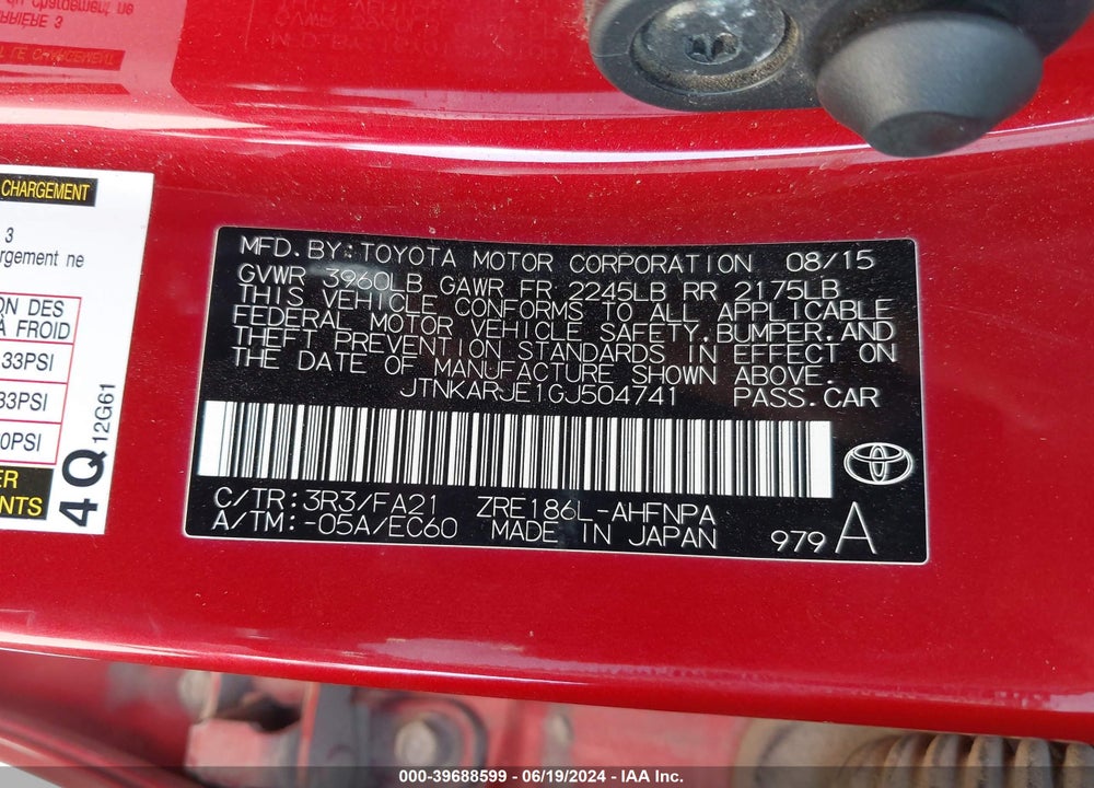 2016 SCION IM VIN: JTNKARJE1GJ504741
