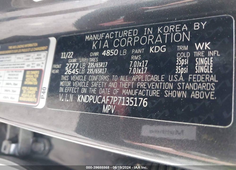 2023 KIA SPORTAGE LX VIN: KNDPUCAF7P7135176