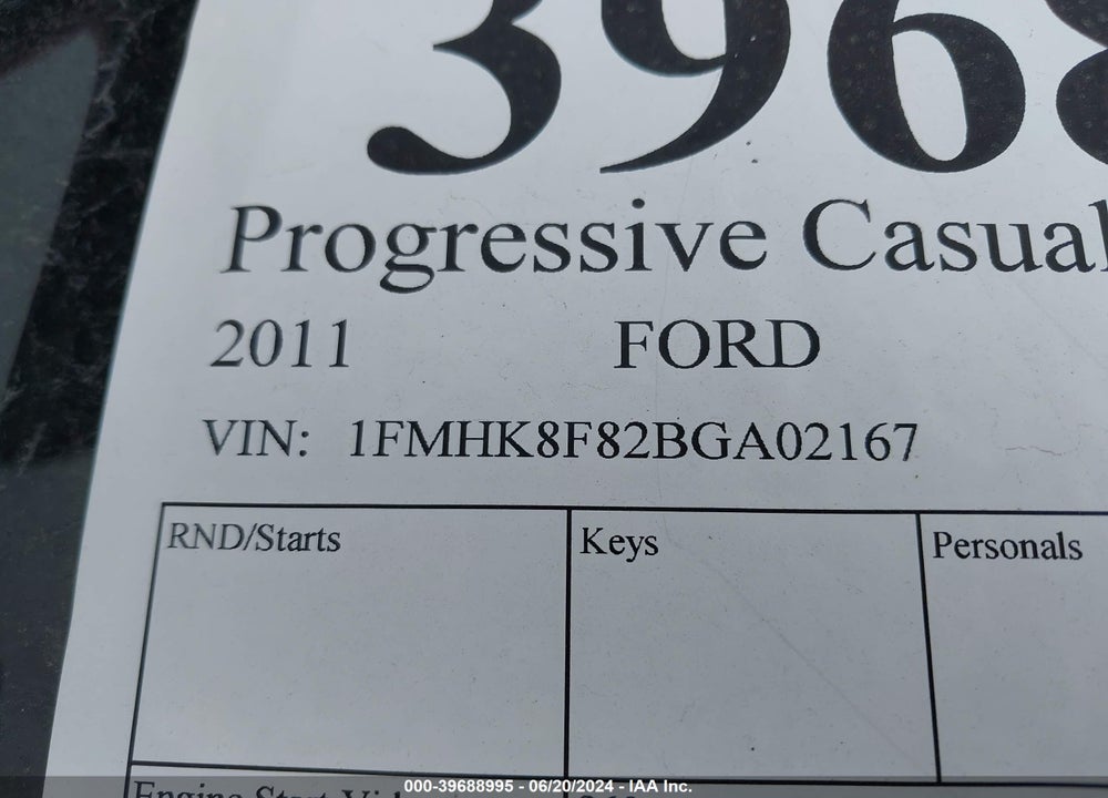2011 FORD EXPLORER LIMITED VIN: 1FMHK8F82BGA02167