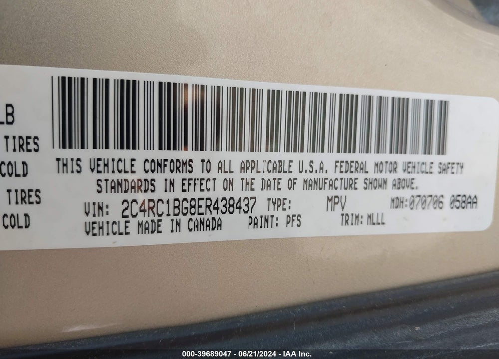 2014 CHRYSLER TOWN & COUNTRY TOURING VIN: 2C4RC1BG8ER438437