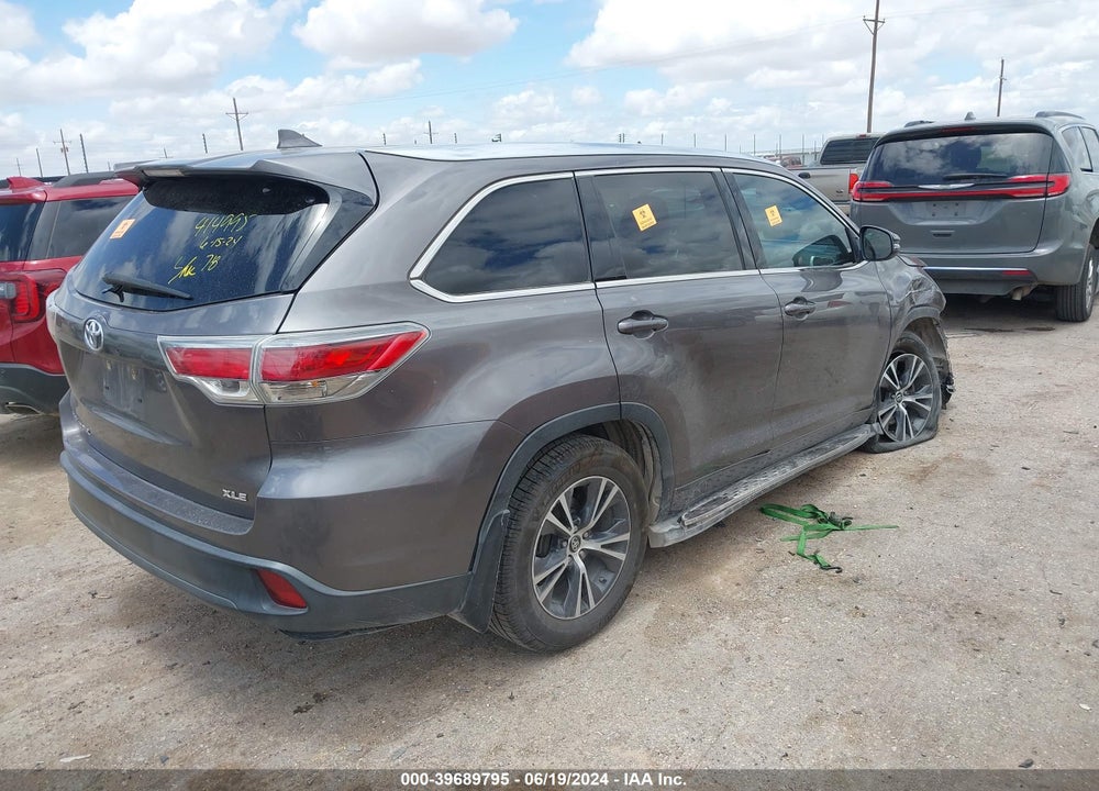 2016 TOYOTA HIGHLANDER XLE V6 VIN: 5TDKKRFH0GS501160
