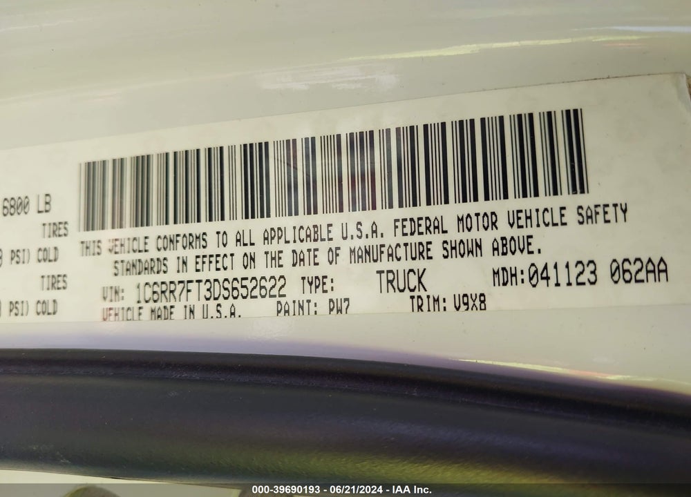 2013 RAM 1500 EXPRESS VIN: 1C6RR7FT3DS652622