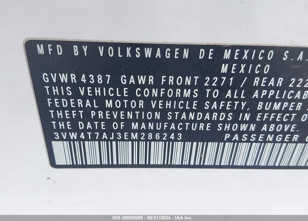 2014 VOLKSWAGEN JETTA GLI EDITION 30 VIN: 3VW4T7AJ3EM286243